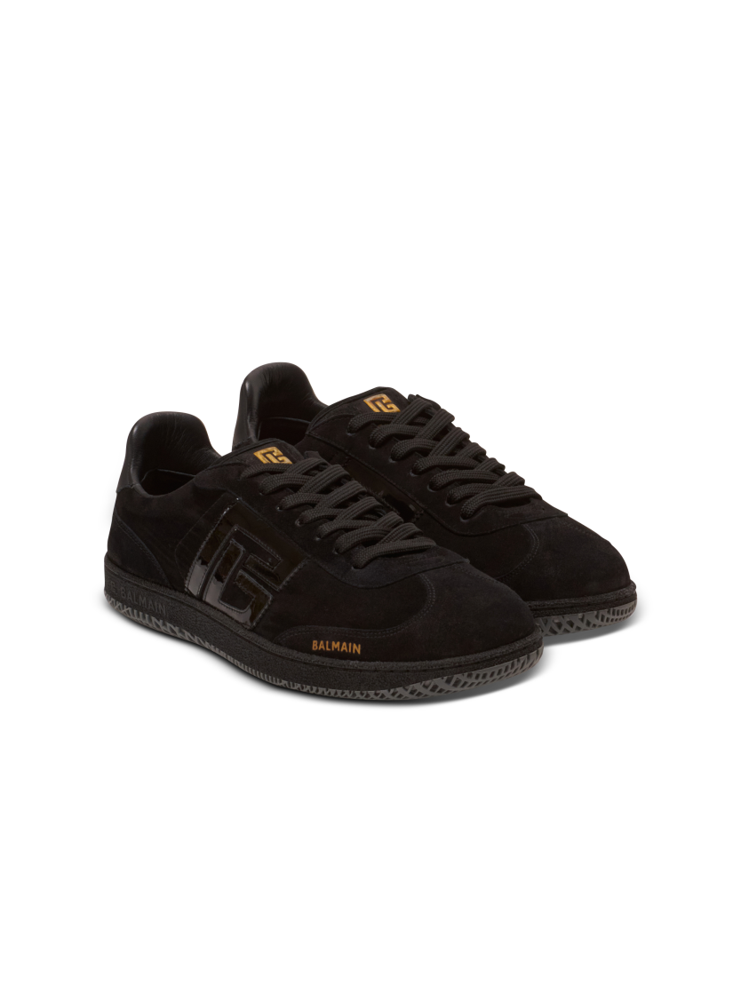 Balmain Swan suede and patent leather sneakers