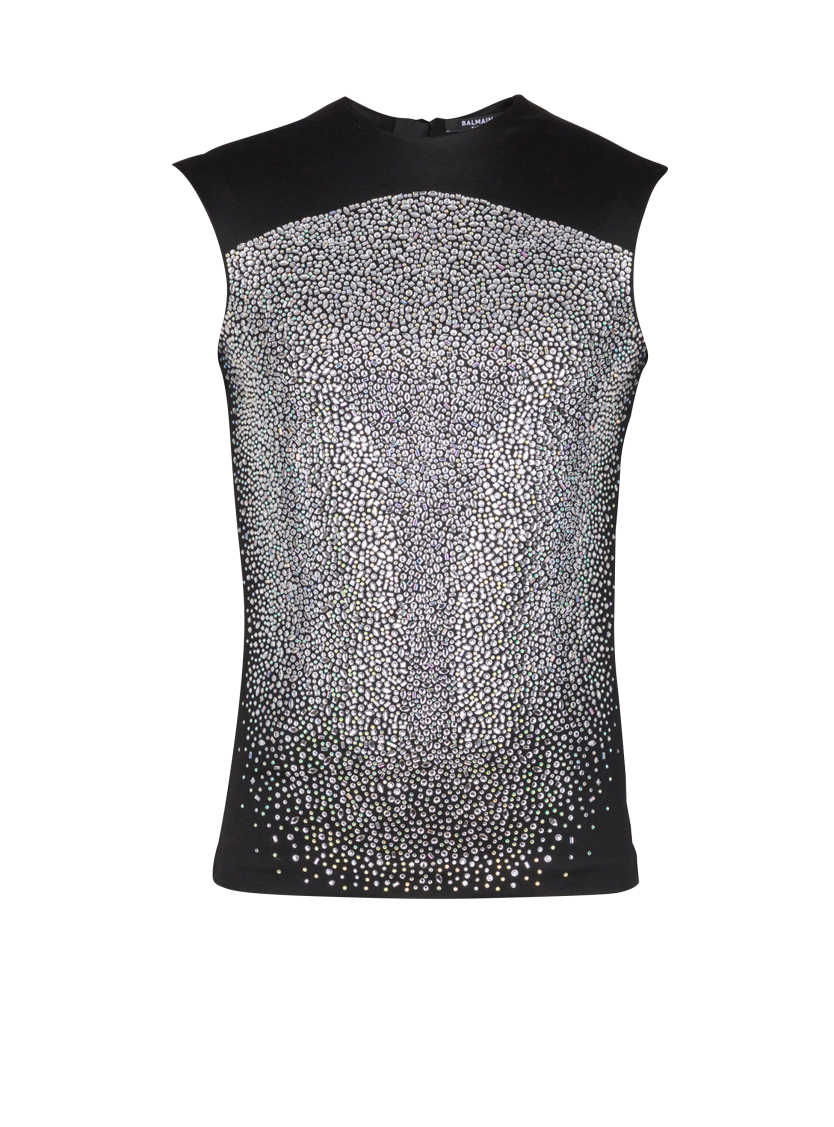 Rhinestone Galaxy tank top in sculpting jersey