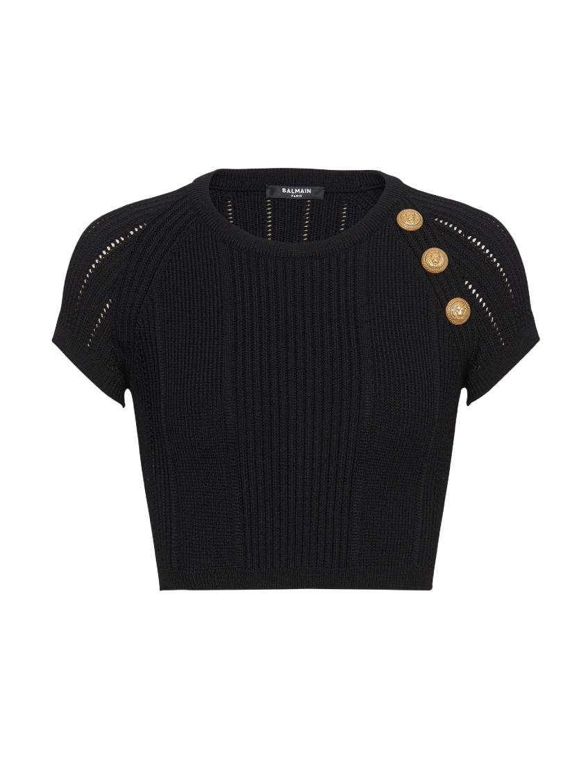 3-button fine knit top