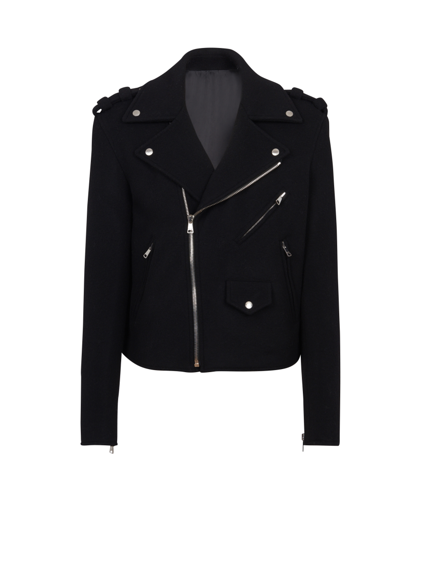 Biker jacket in felted wool
