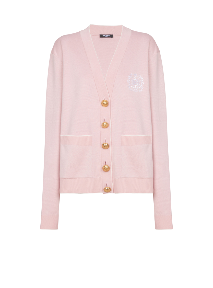 Balmain Emblème-embroidered knit cardigan