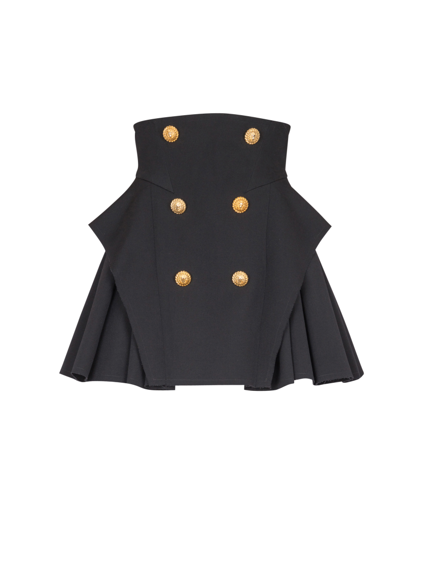 High-waisted grain de poudre skirt
