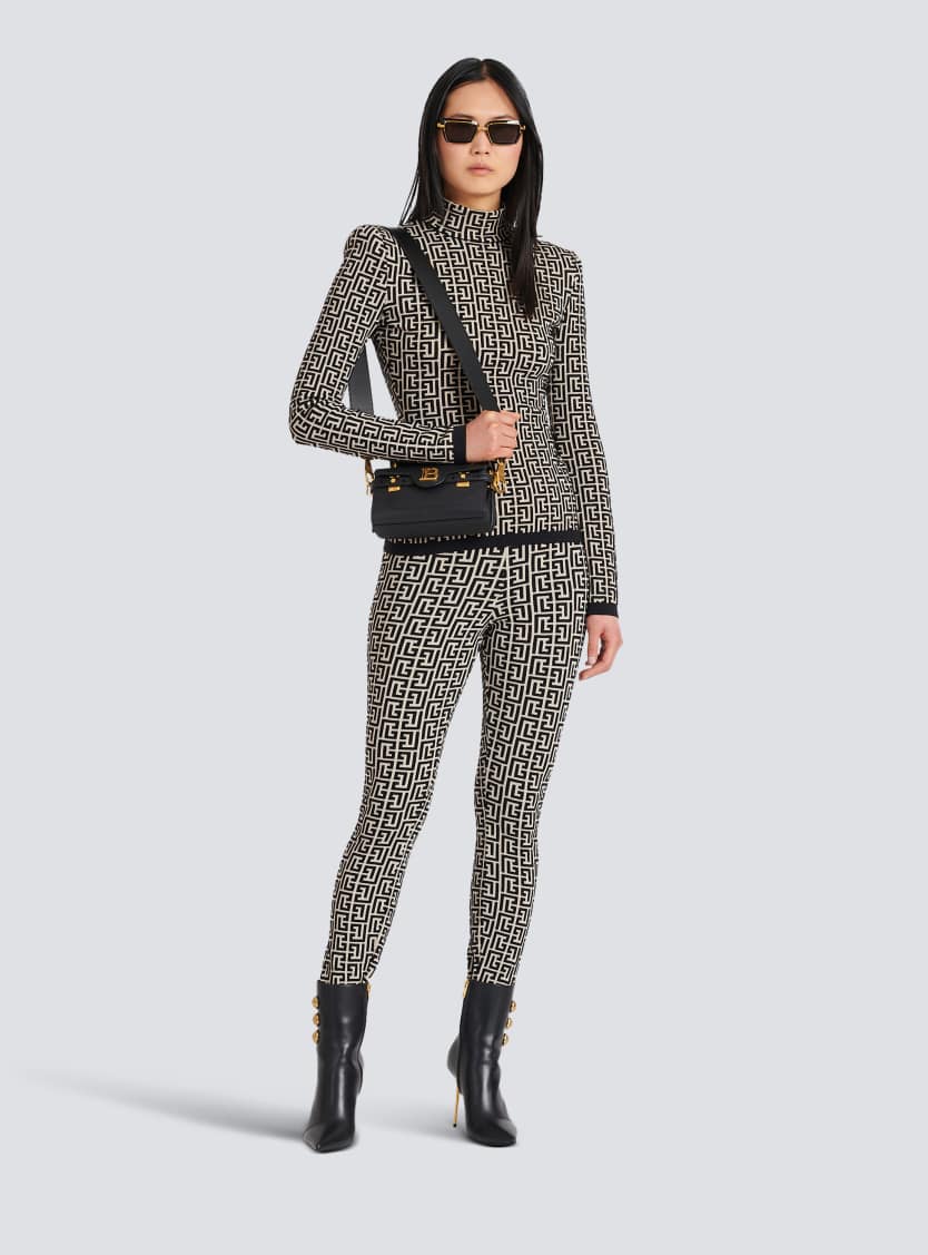 Knit leggings with monogram