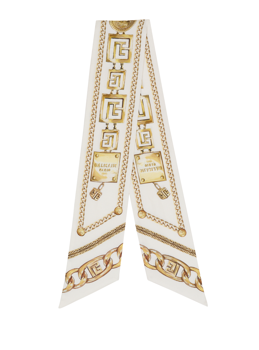 Printed silk bandana with Balmain Chains pattern