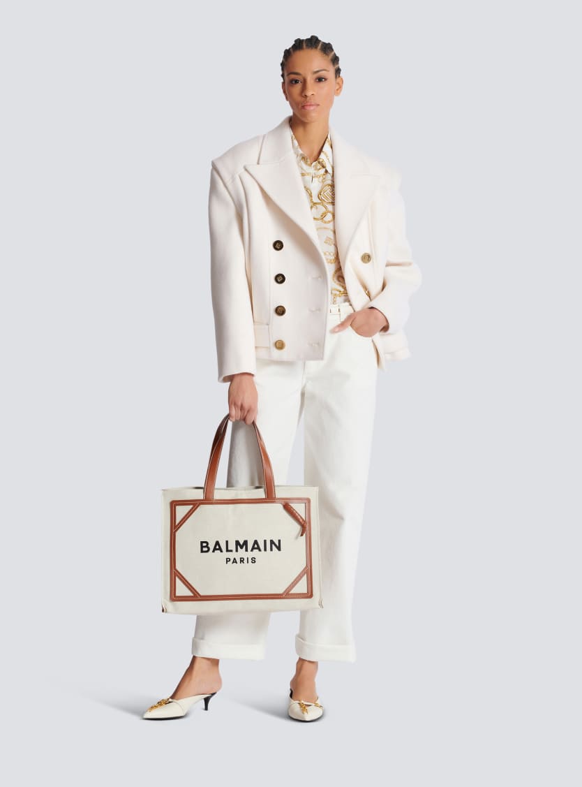 B-Army 42 canvas tote bag with leather details