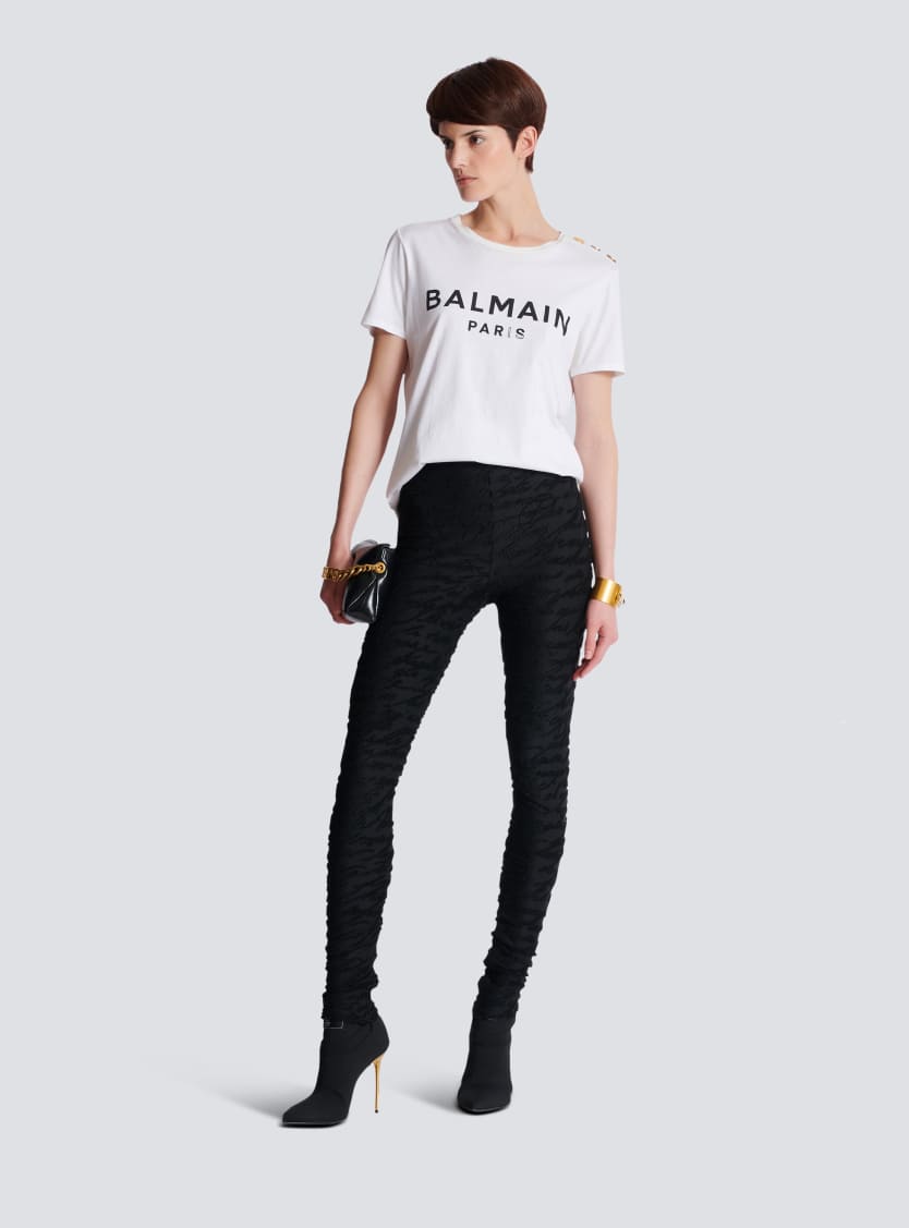 Jacquard knit leggings with "Love Letter" motif