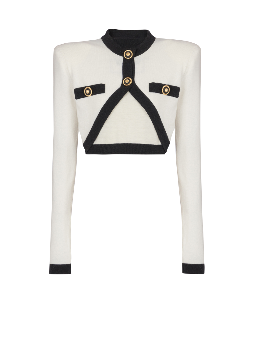 Knit jumper with faux cardigan design