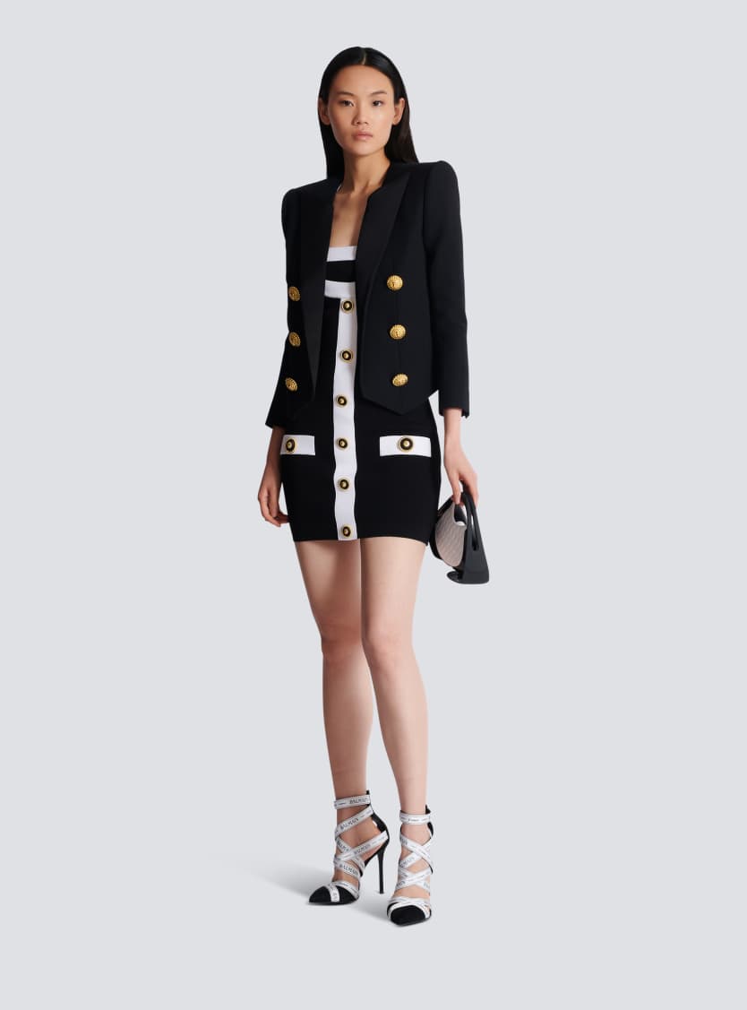 Two-tone halterneck knit dress
