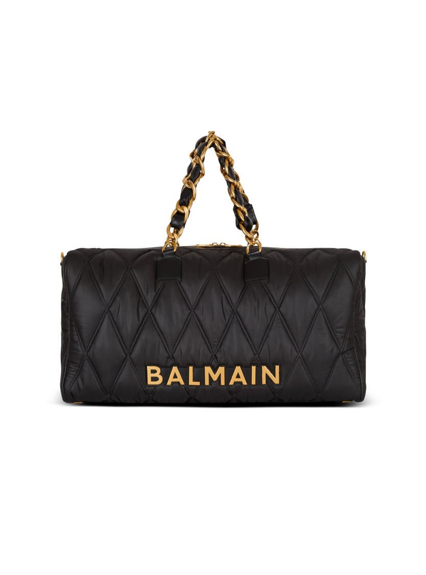 Quilted nylon travel bag with diamond motif