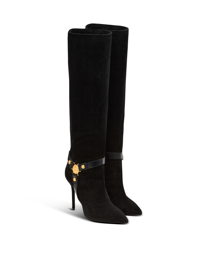 Slouchy suede heeled Eva boots