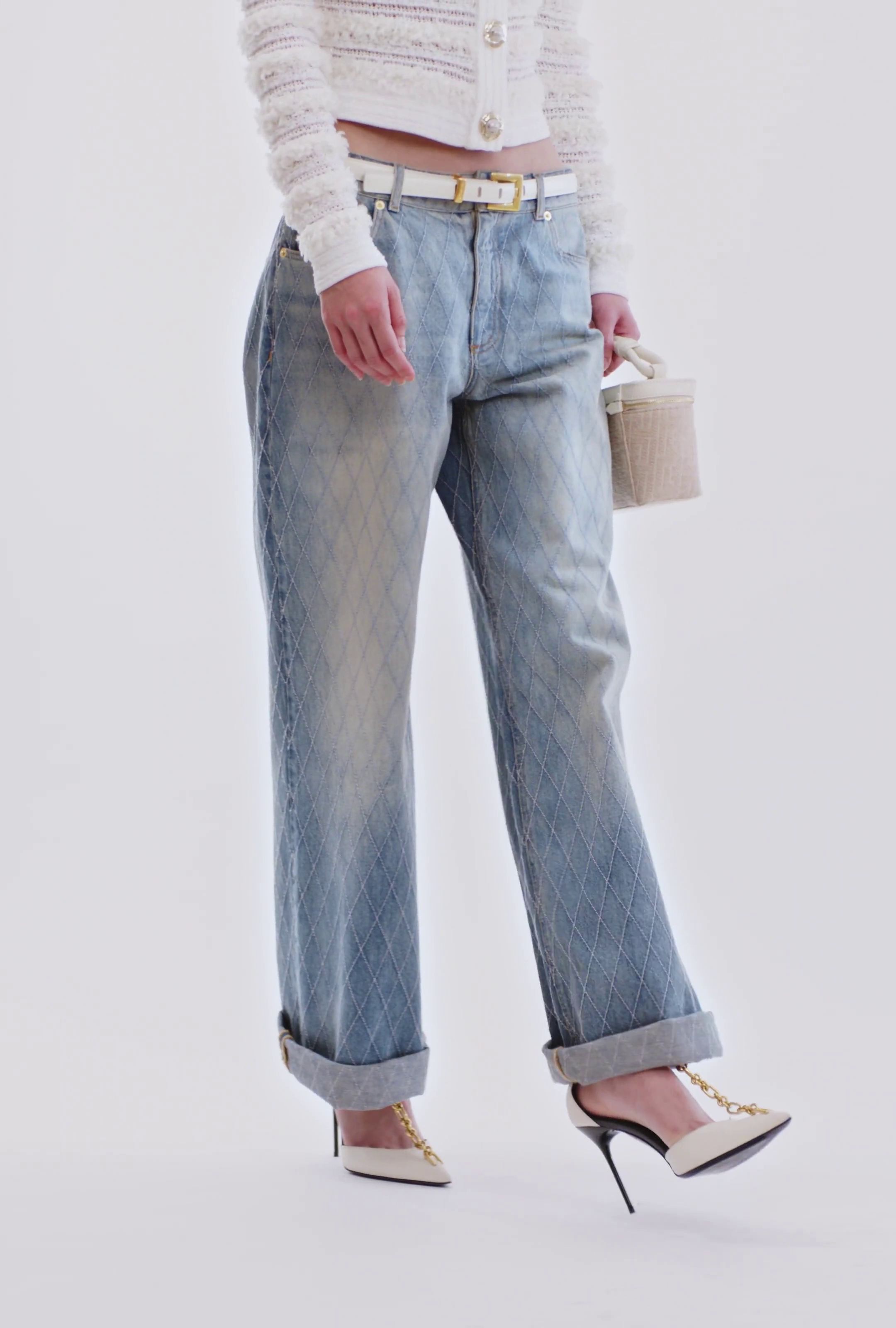 Diamond denim straight-fit jeans