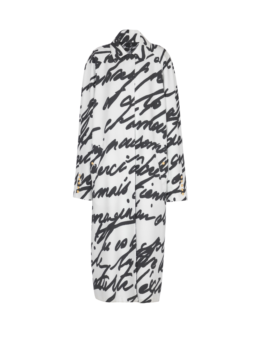 Long reversible coat with "Love Letter" print