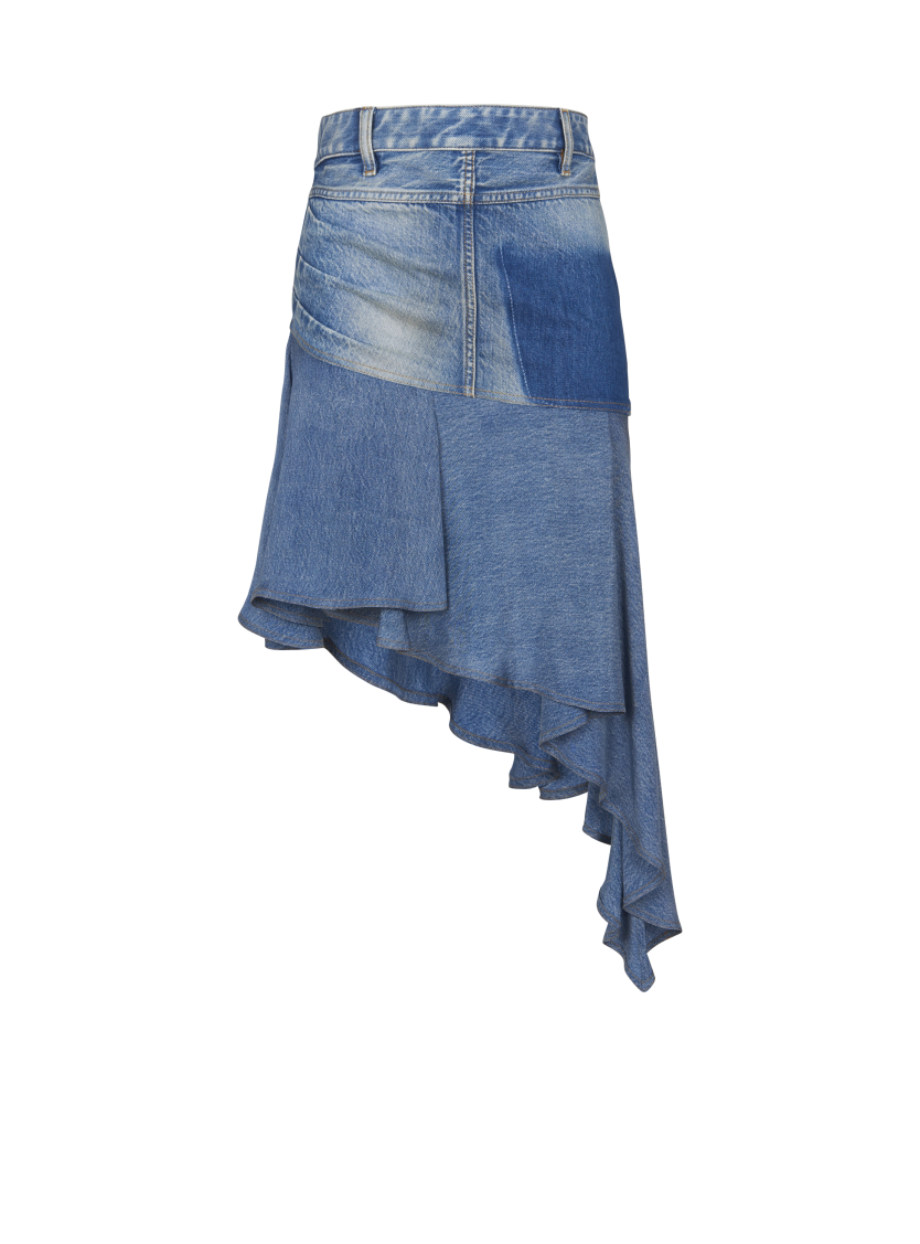 Asymmetric denim short skirt