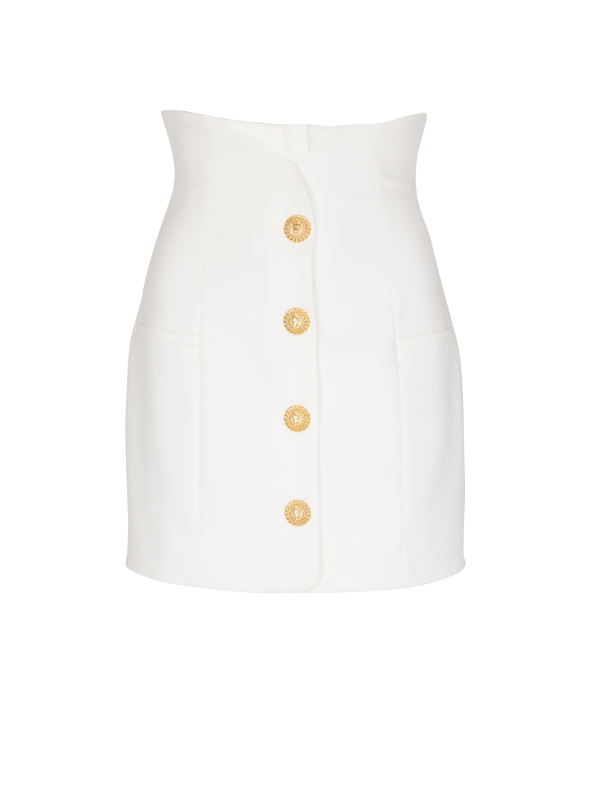 Double crepe tulip skirt with buttons