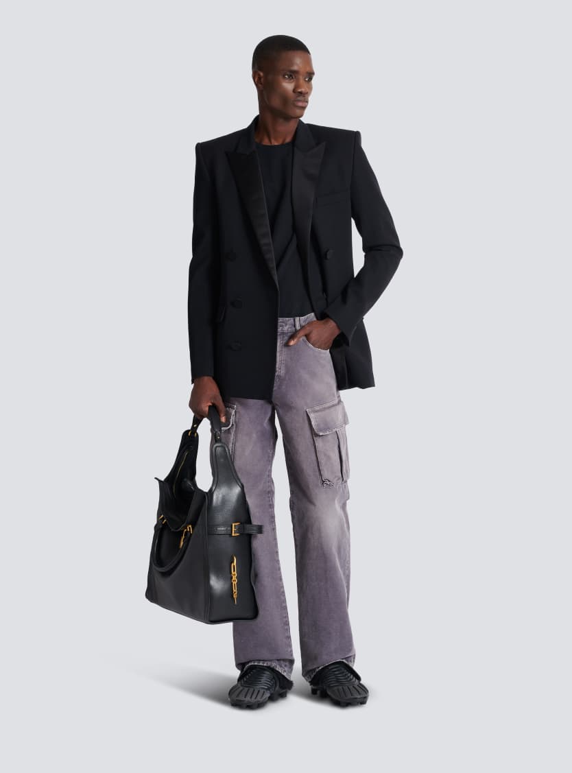 Denim loose-fit cargo jeans