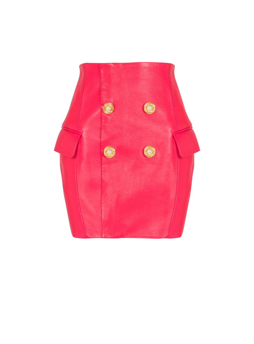 Short lambskin skirt