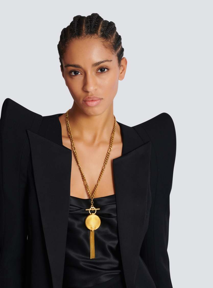 Brass Powder Compact necklace