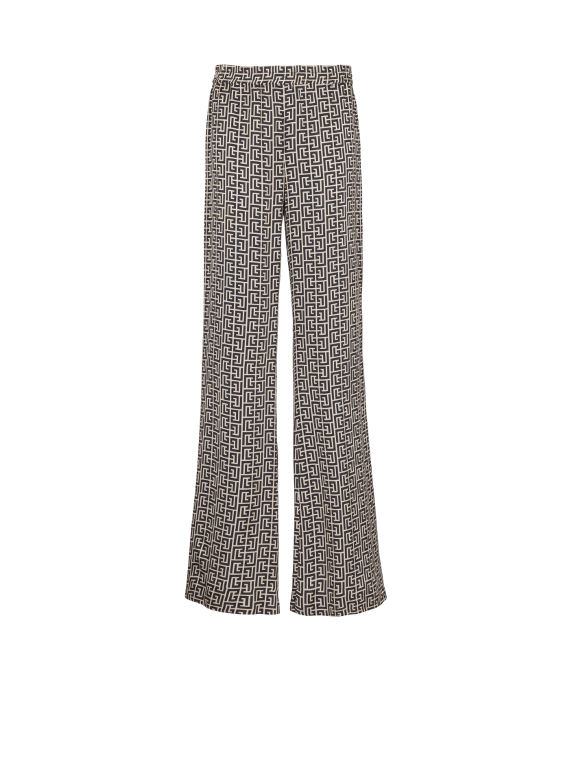 Monogrammed flowing trousers