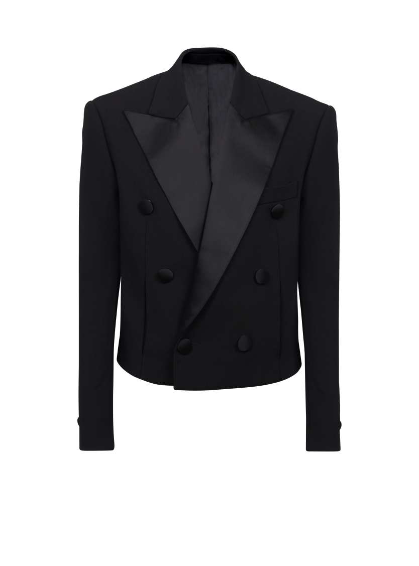 Cropped double crepe jacket