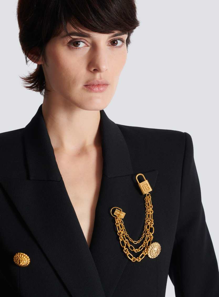 Sync brass brooch with chains