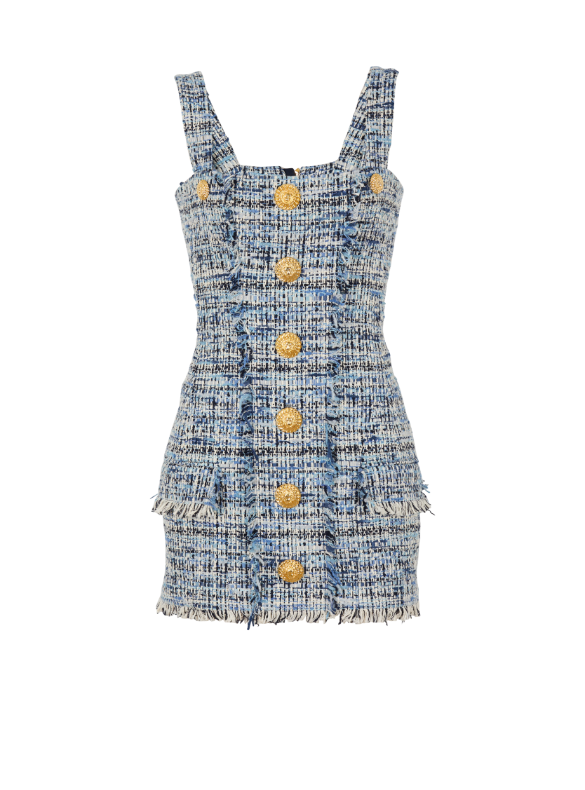 Short tweed dress with straps