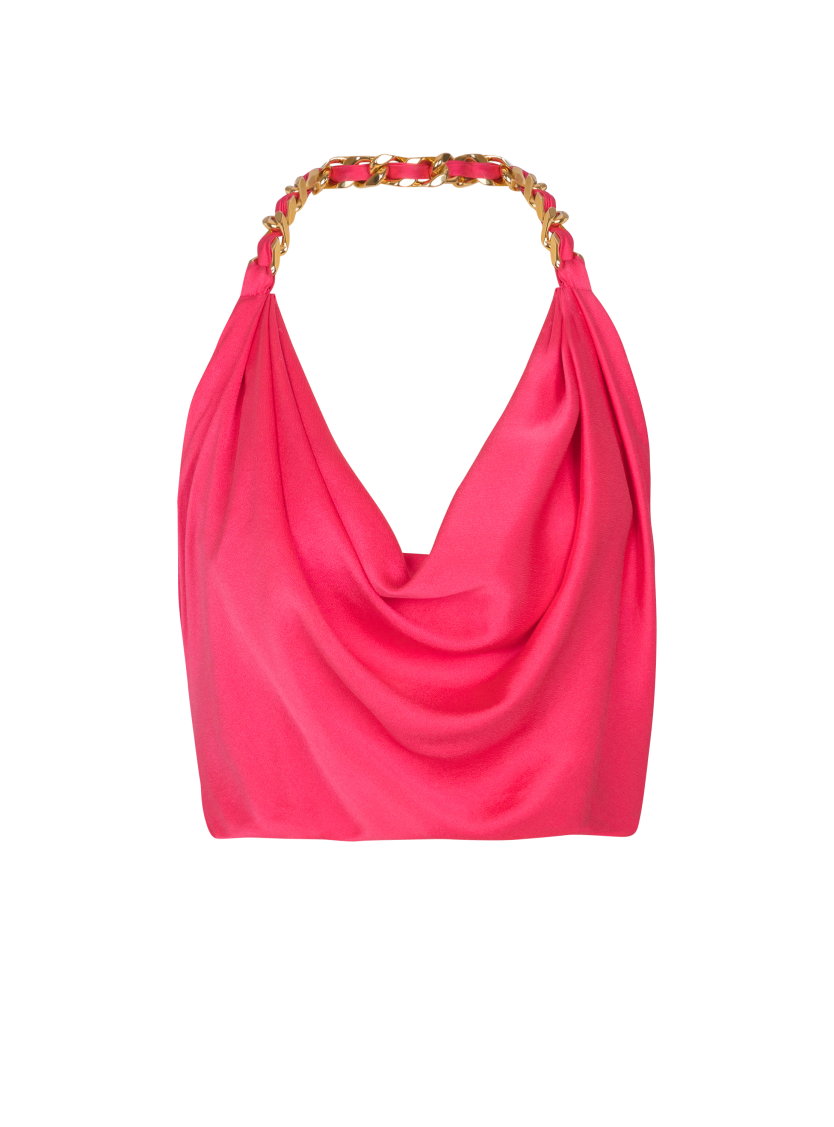 Draped silk halterneck top