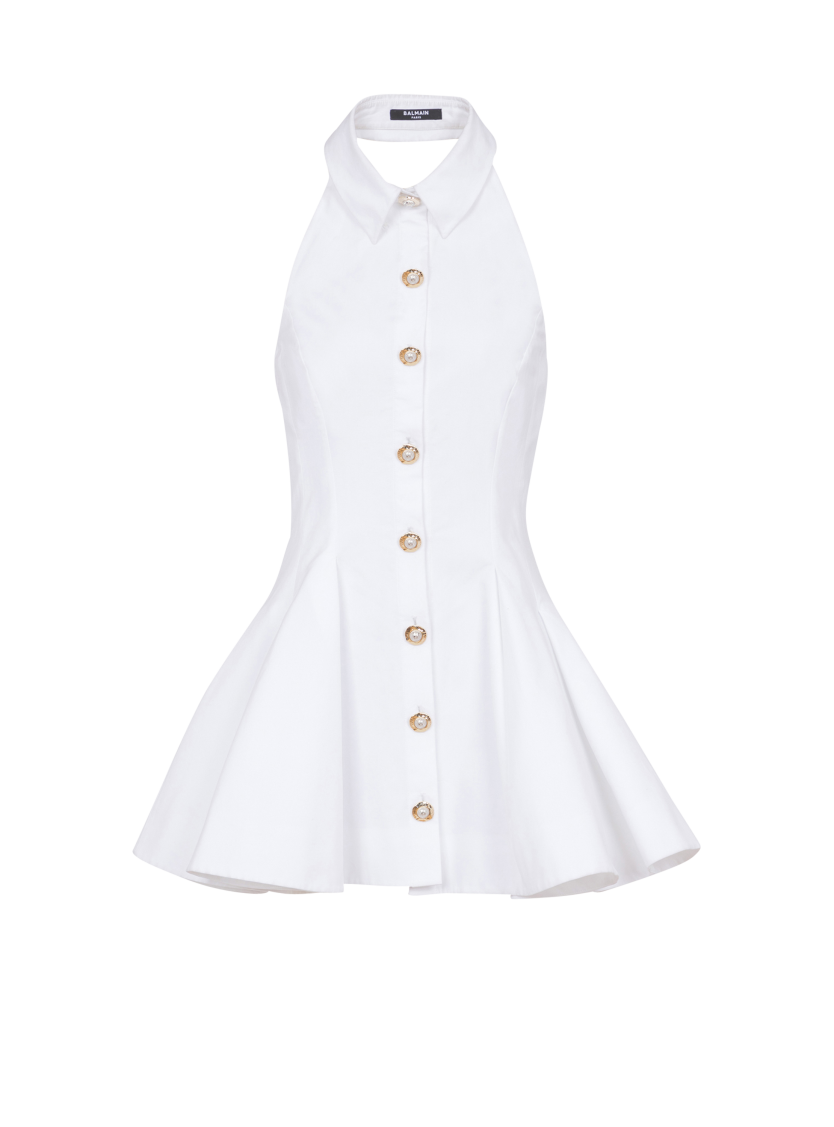 A-line backless poplin dress