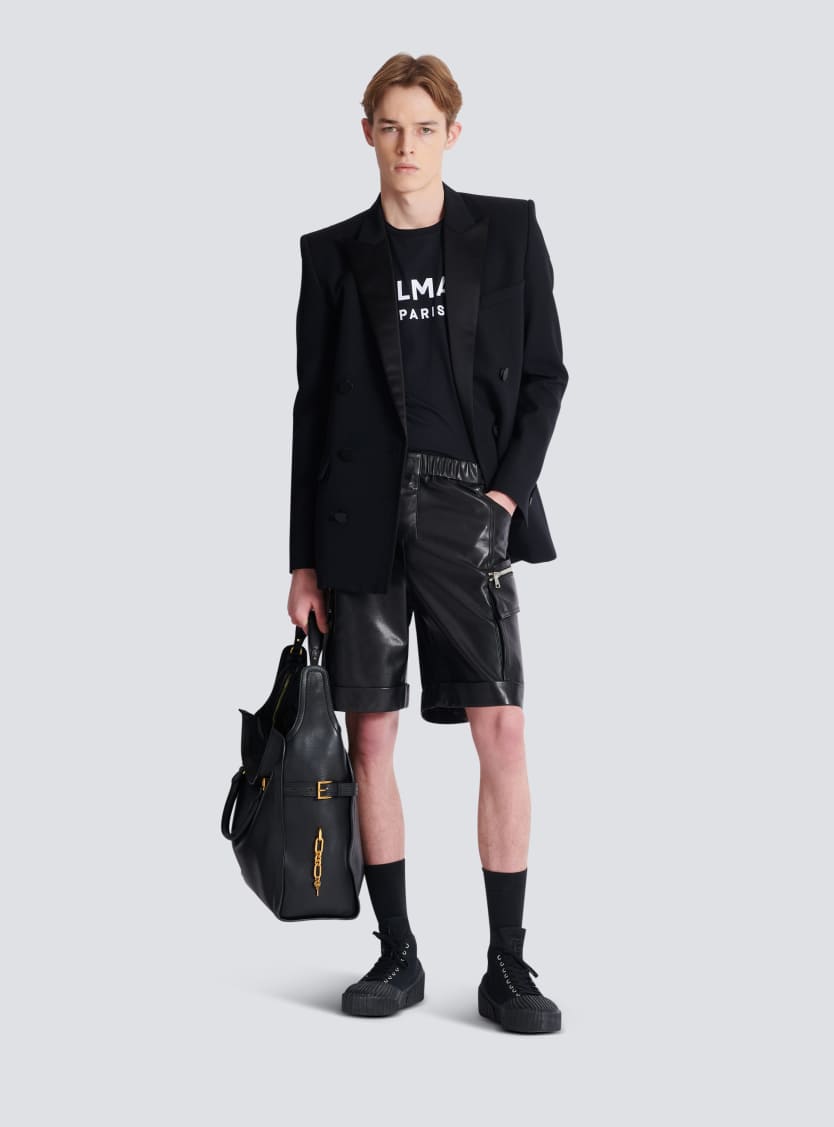 Leather cargo Bermuda shorts