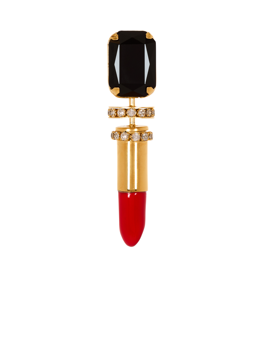 Brass Lipstick brooch