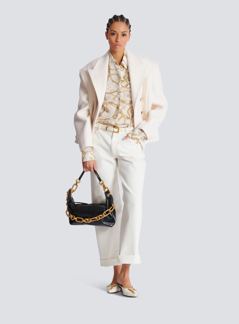 Printed silk shirt with Balmain Chains pattern