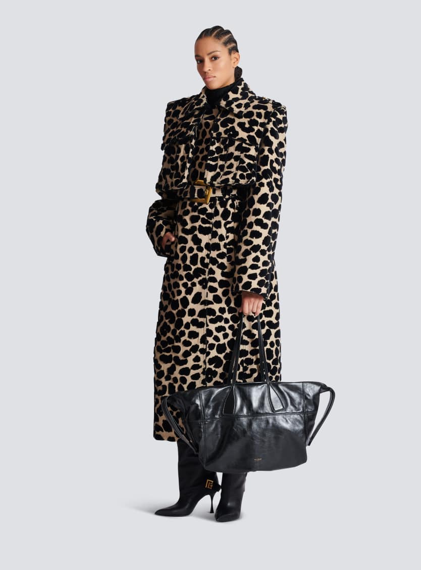 Track shiny leather tote bag
