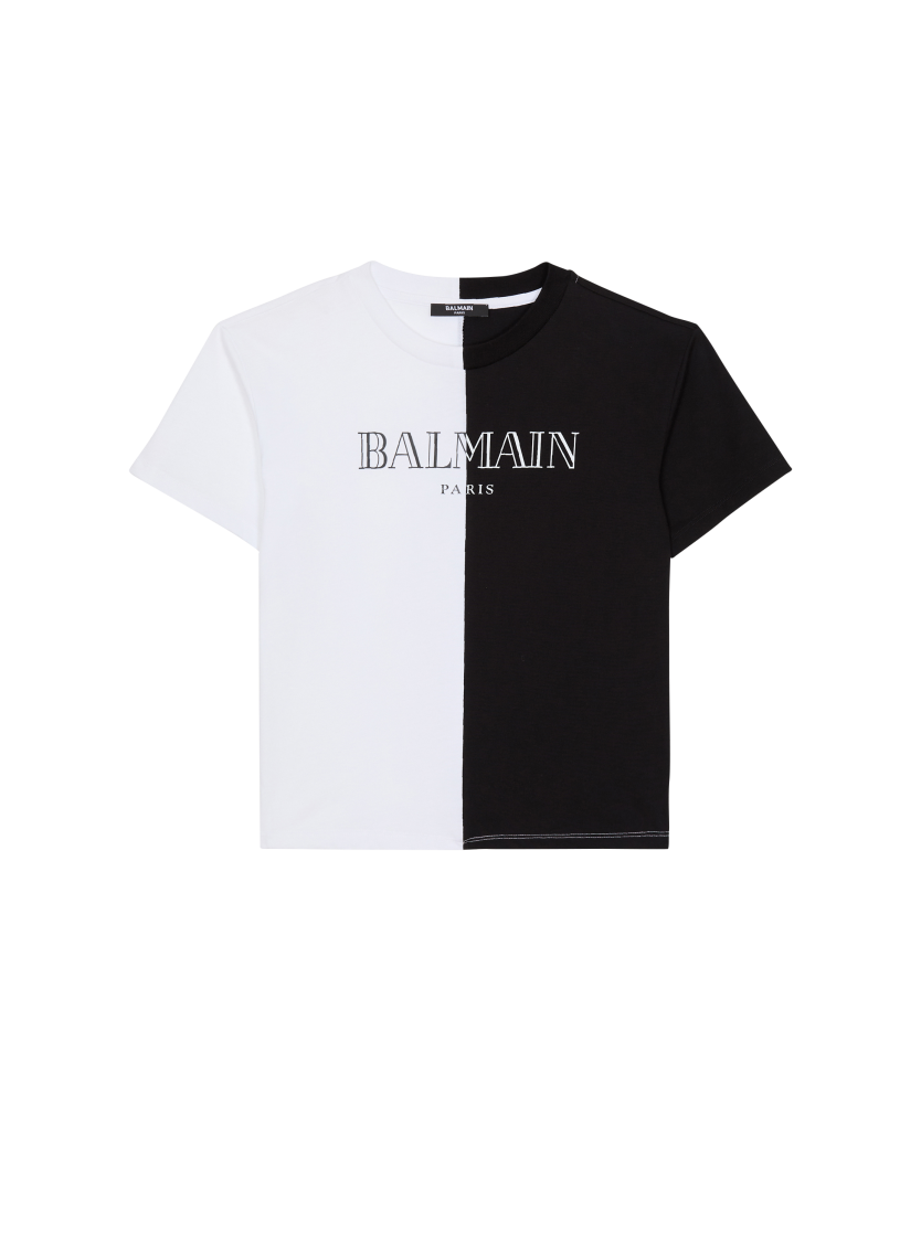 Two-tone T-shirt with vintage Balmain print