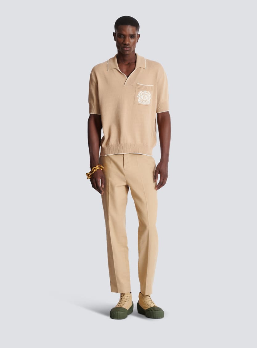Straight-leg tailored canvas trousers