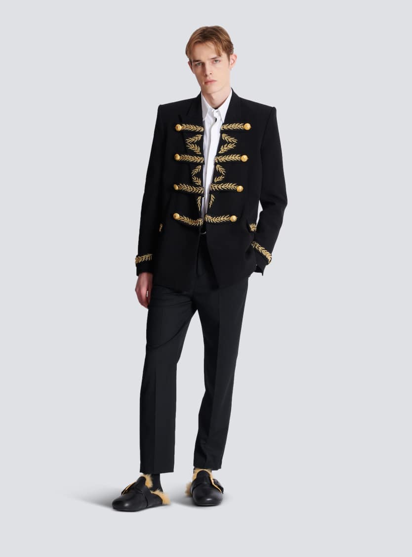 Embroidered crepe jacket