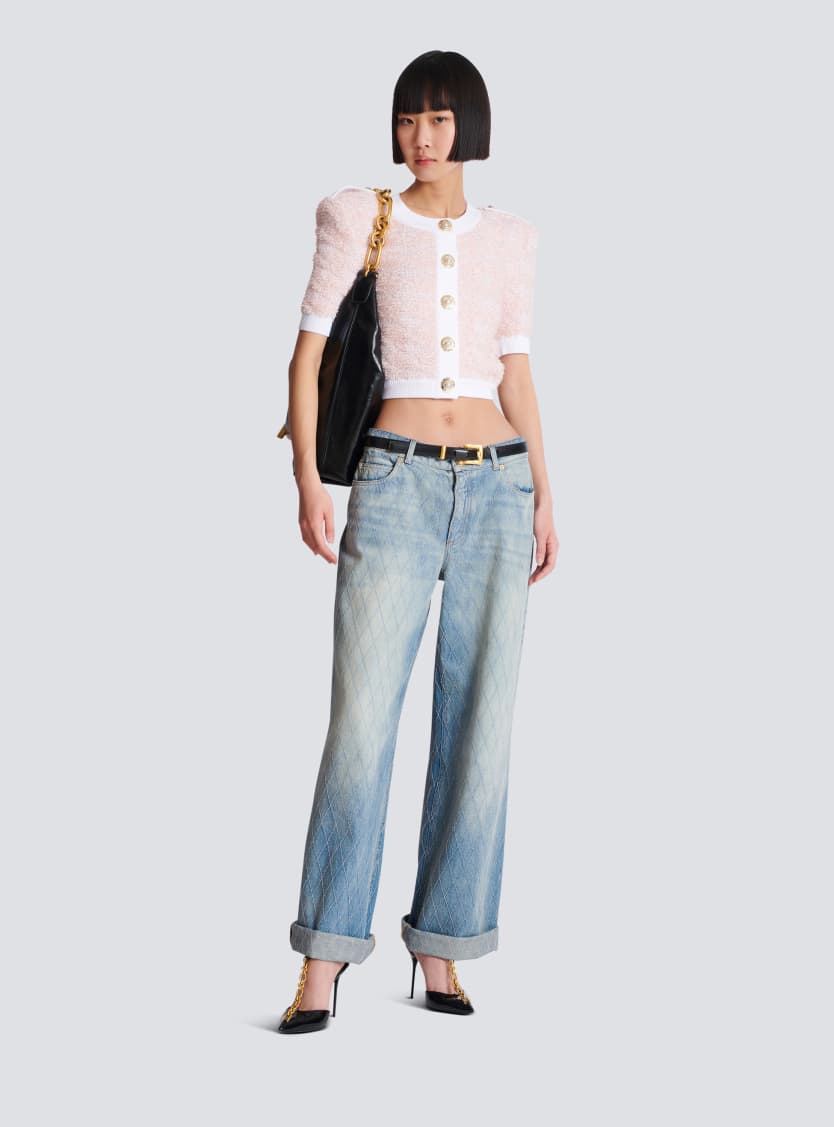 Short-sleeved knit cardigan