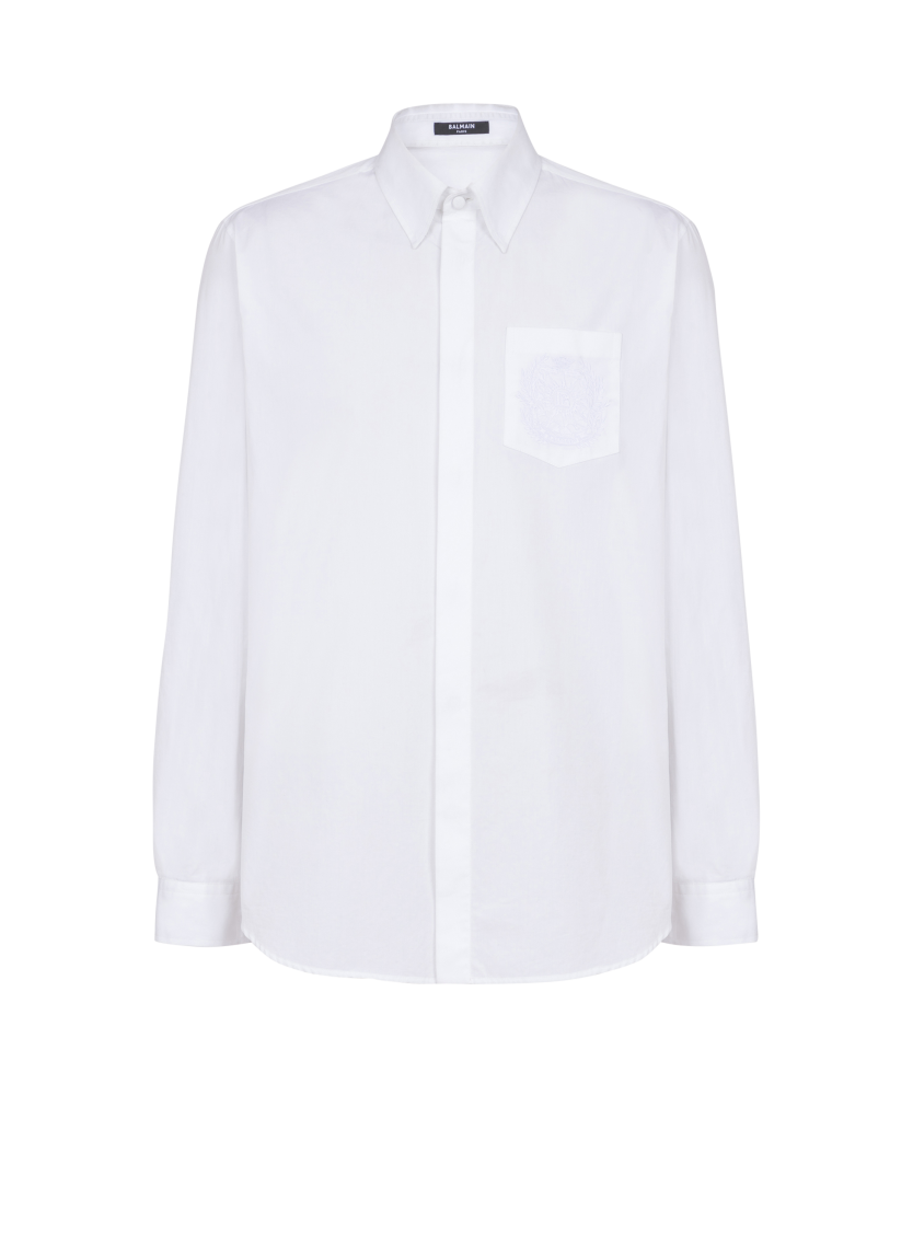 Balmain Écusson embroidered poplin shirt