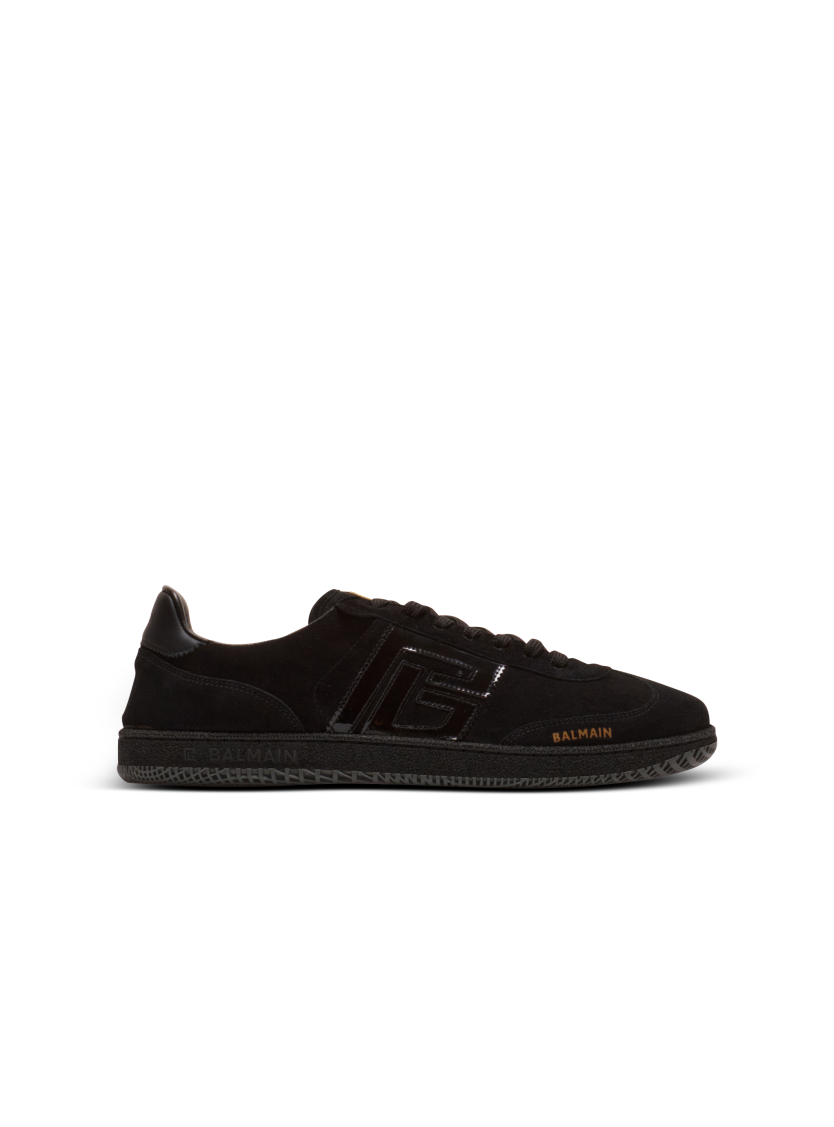 Balmain Swan suede and patent leather sneakers