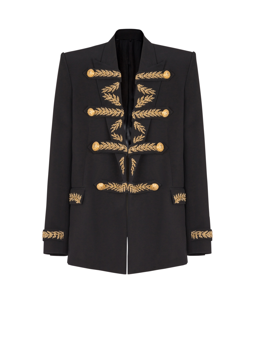 Embroidered crepe jacket