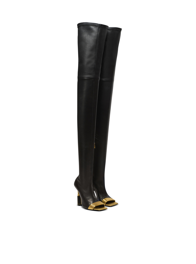 Lipstick lambskin thigh-high boots