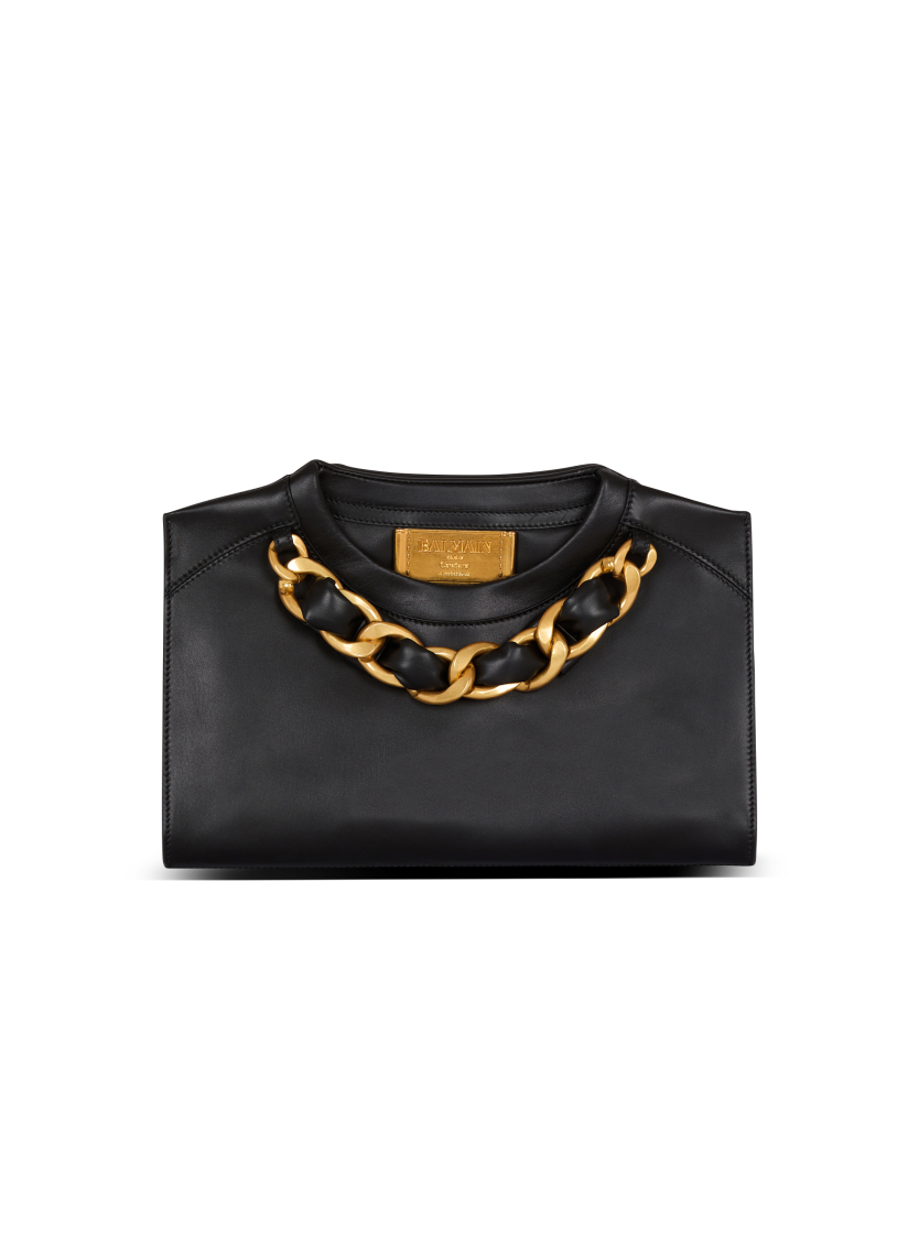 Crewneck zipped calfskin pouch