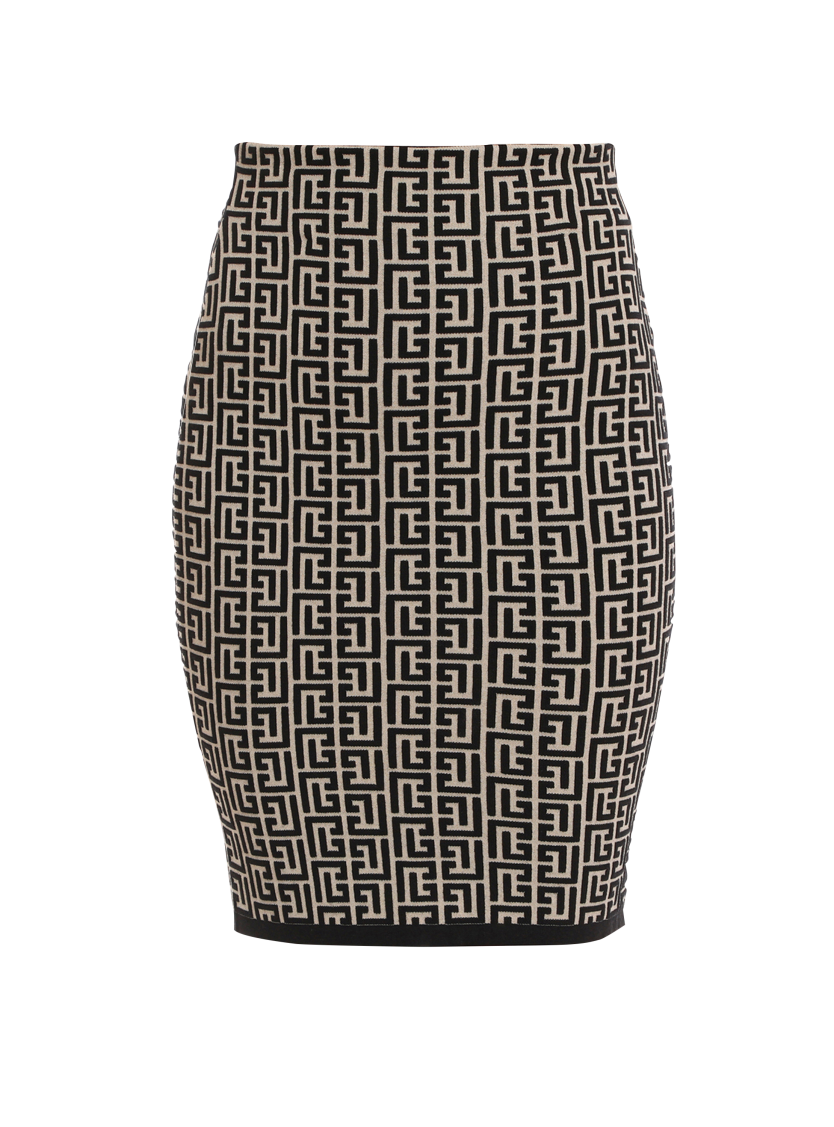 Balmain bicolor jacquard knit skirt