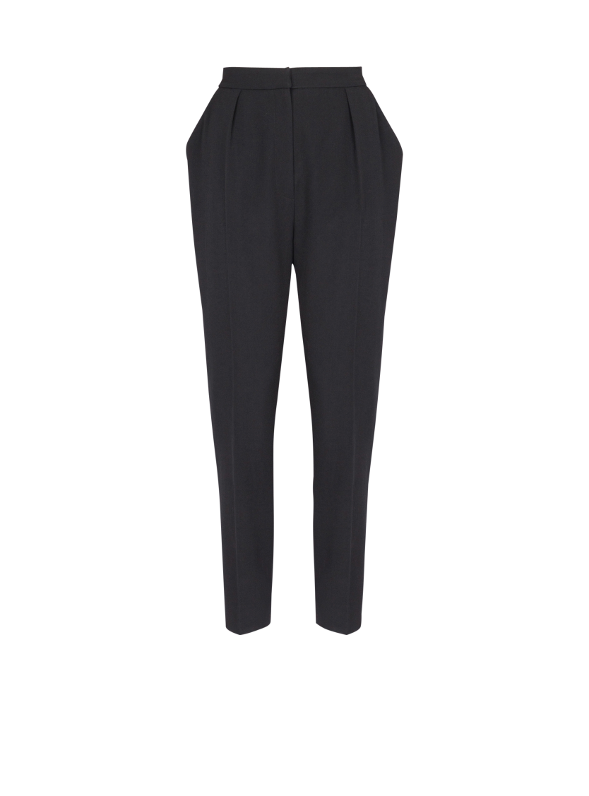 High-waisted grain de poudre trousers