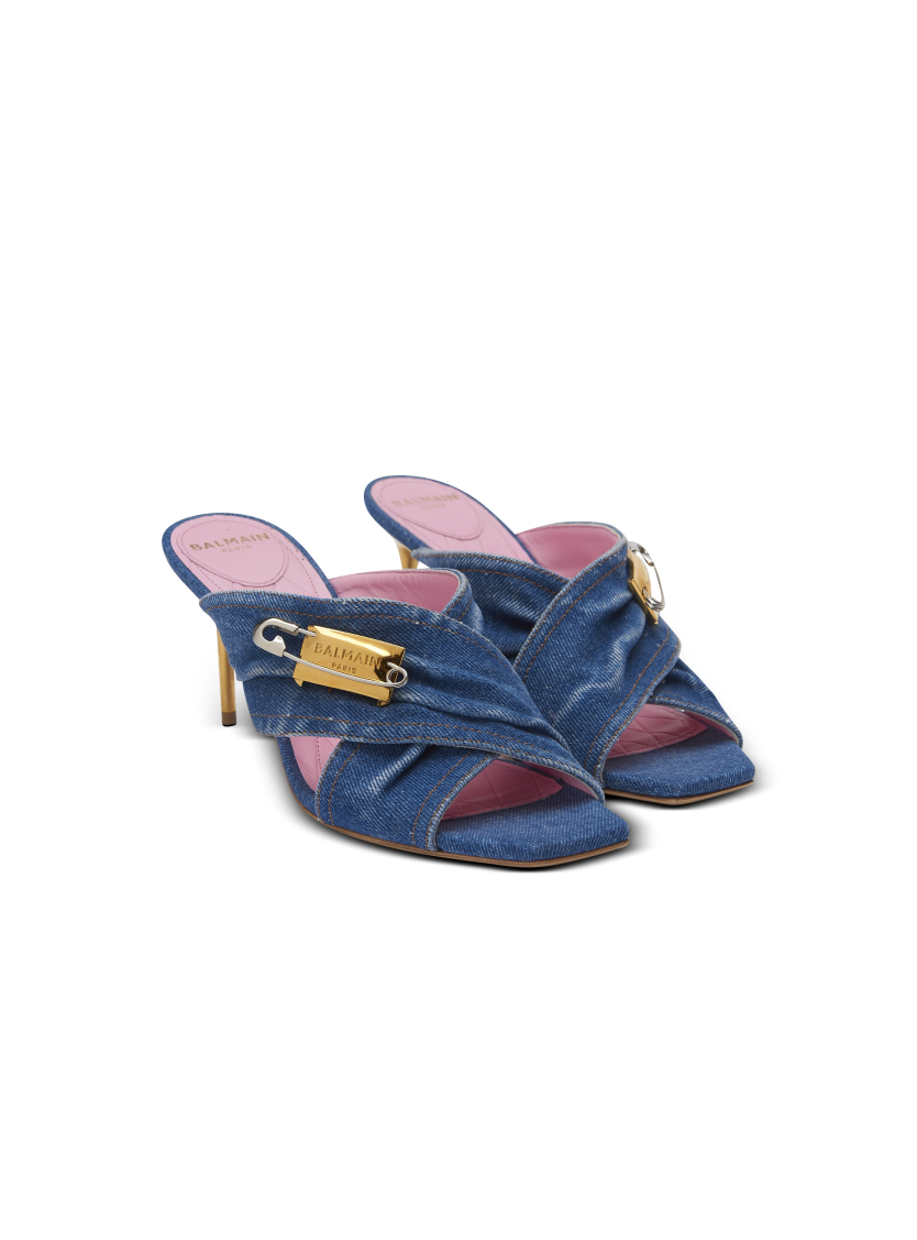 Denim Safety Pin mules