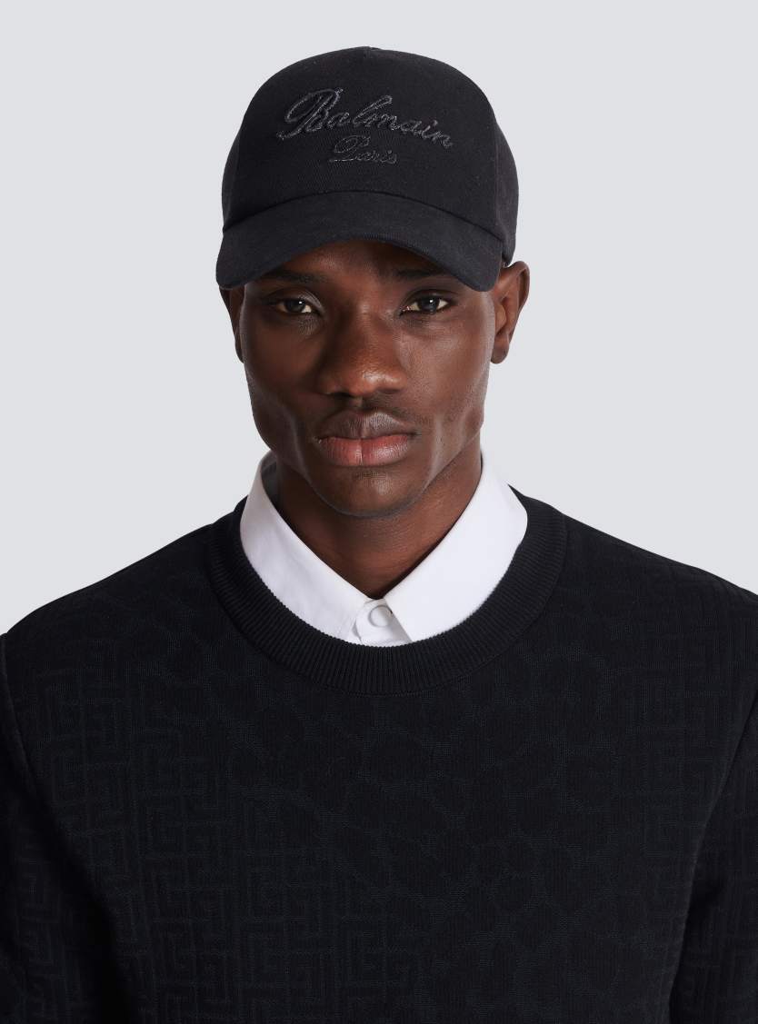 Cotton baseball cap with Balmain Signature embroidery