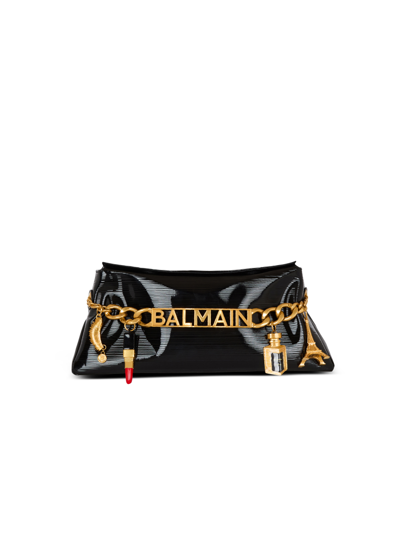1945 Soft clutch in striped patent leather