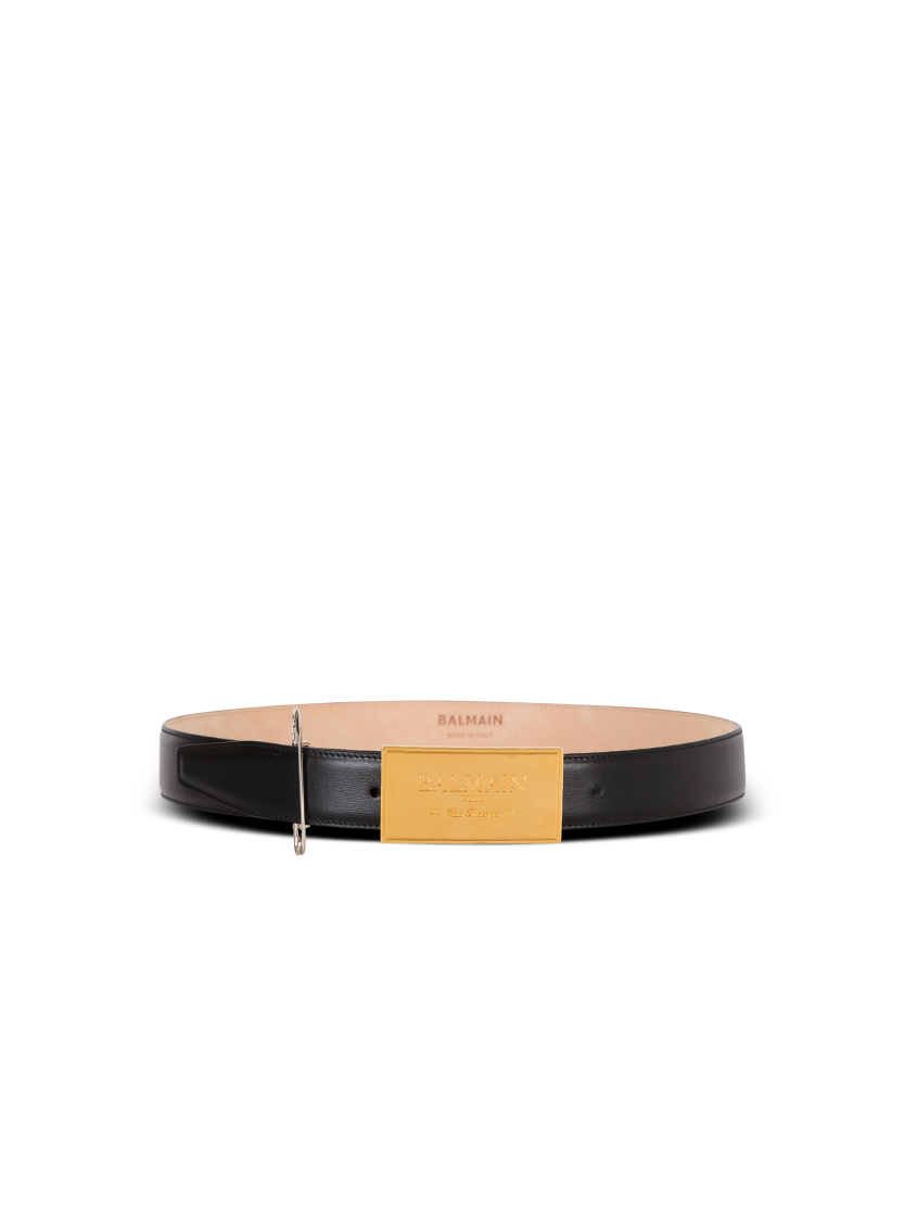 Leather belt with safety pin
