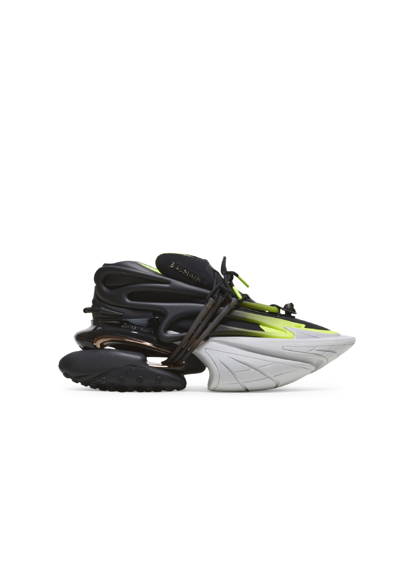Fluorescent Unicorn trainers in neoprene and leather