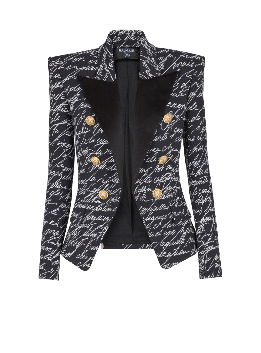 6-button jacket with "Love Letter" print