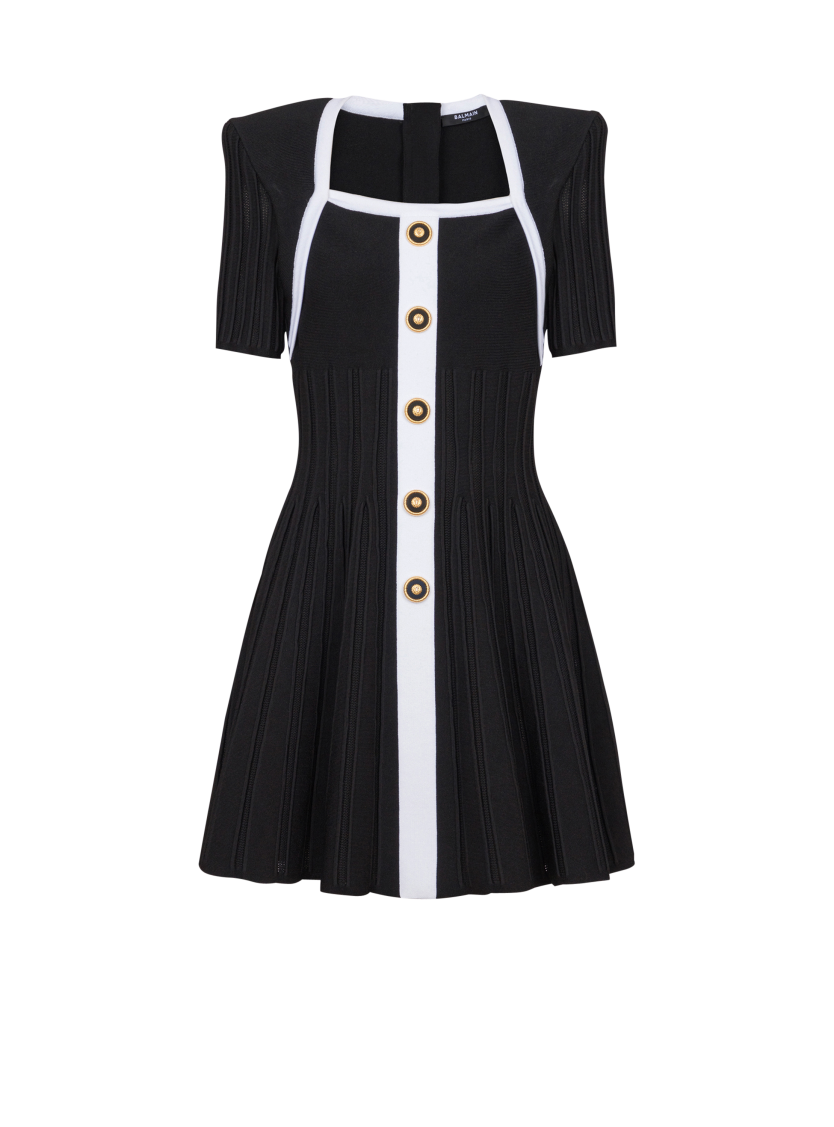 Two-tone A-line knit dress