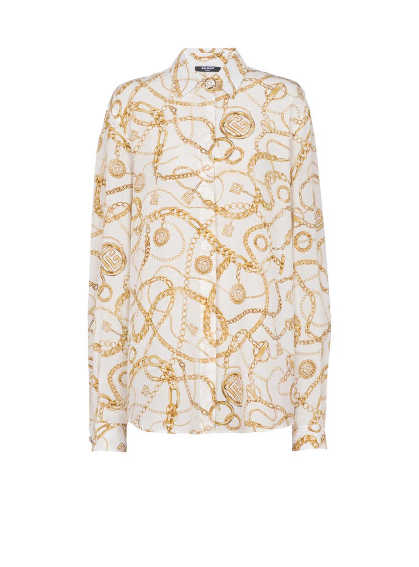Printed silk shirt with Balmain Chains pattern